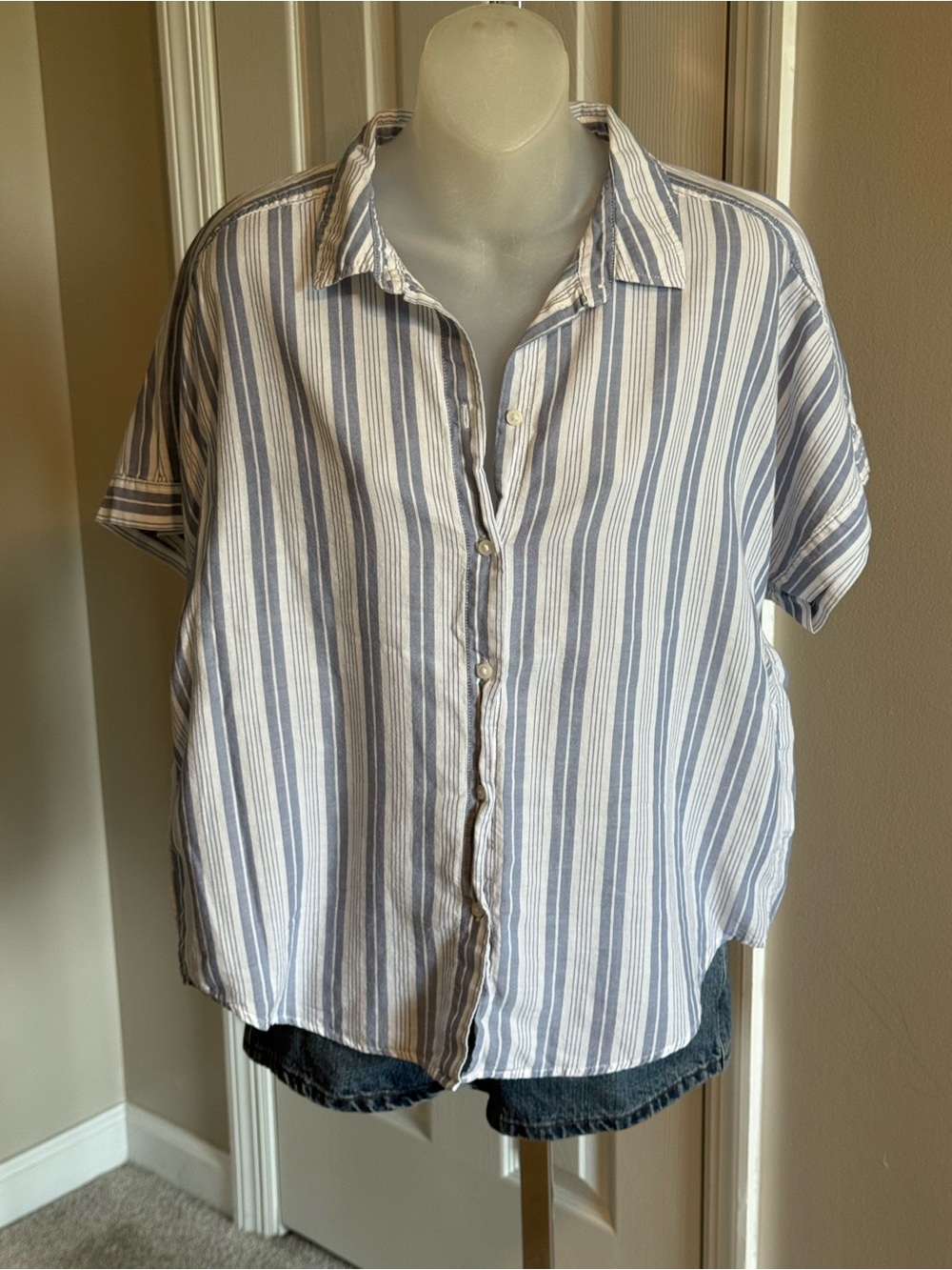 H&M Light Blue & White Striped Button-Down Shirt